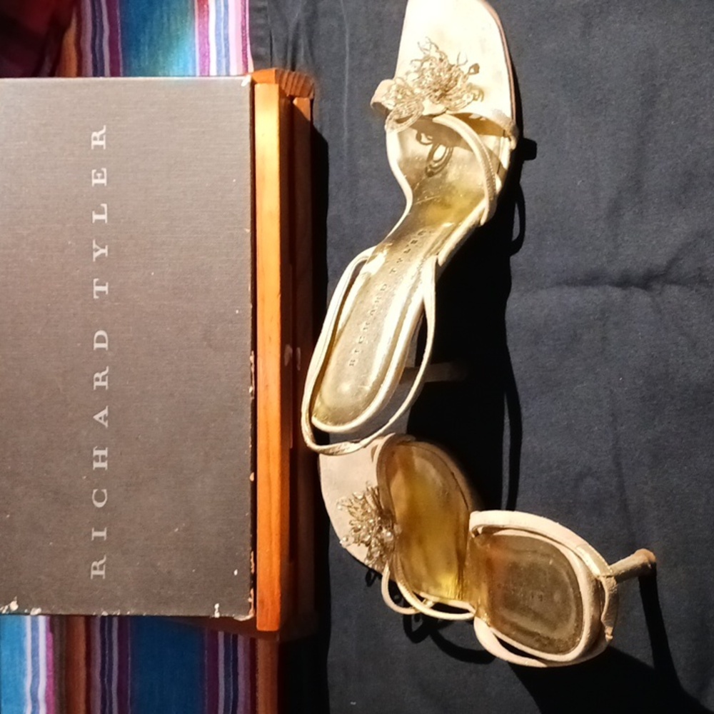 Richard Tyler/Giuseppe Zanotti Champagne Ankle-Strap Stilletto Shoe